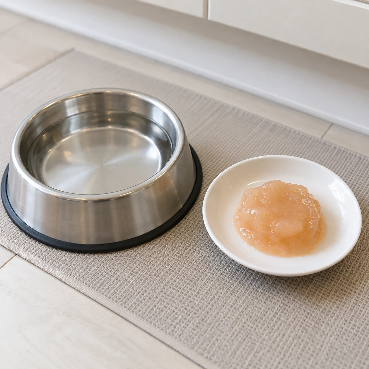 水分補給ゼリーを食べさせている様子